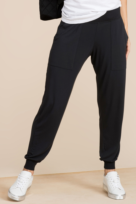 boho pant black front